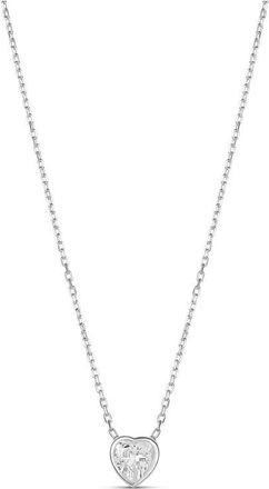 SHYMI Mini Heart Bezel Pendant Necklace in Silver/White/heart at Nordstrom, Size 16