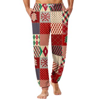 Generic Xmas Mens Pj Bottoms - Cozy Christmas Pajama Pants with Pockets, Elastic Waist for Warm Sleep & Home Lounge