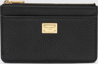Dolce & Gabbana Portacarte piatto in pelle di vitello martellata con logo