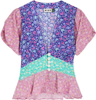 Rixo Rixo Reine Shell Pansy Chiffon Blouse - Pink - 16 (UK16 / XL)