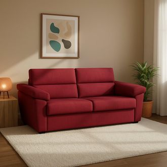 Dmora Sof&aacute; Cama 2 Plazas Salorno, Desenfundable, Con Almacenamiento Hecho En Italia, Apertura Reclinable, 185x95 Cm Rojo