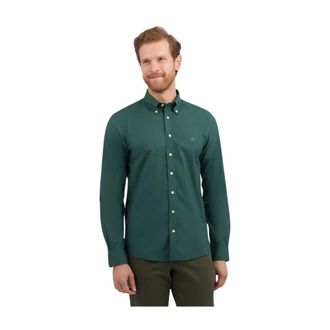 Brooks Brothers Groen Slim-Fit Non-Iron Stretch Katoenen Overhemd met Knoopsluiting - Heren - Casual Overhemden - Groen - 2XL - Katoen - Overhemden