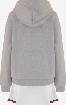 Gucci Womens Cotton Dress With Pleated Skirt Grey