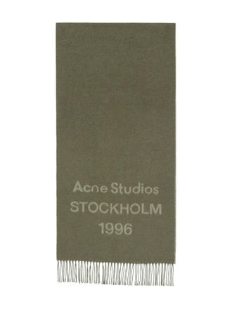Acne Studios logo-embellished wool scarf - unisex - Wool - One Size - Green