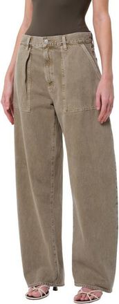 A Gold E Sefton Pleated High Waist Barrel Jeans in Cholla at Nordstrom, Size 30