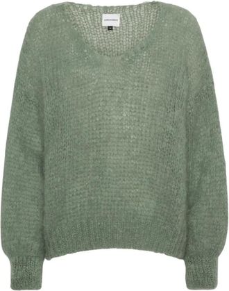 Americandreams Stoffige groene Amerikaanse dromen Milana Mohair gebreide trui - Dames - Ronde hals truien - Groen - XL - Wol - Truien & Vesten