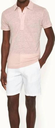 Orlebar Brown Sebastian Linen Polo Shirt - Plus In Rose