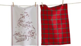 Tag Santa Sleigh Dishtowel Set of 2 - Christmas Kitchen Towels in Red at Nordstrom