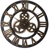 OEM Reloj De Pared Grande 3d Con Engranajes Dorados, 30 Cm, Madera Vintage, Silencioso, Estilo Industrial, Reloj De Pared Steampunk Con N&uacute;meros Romanos, D