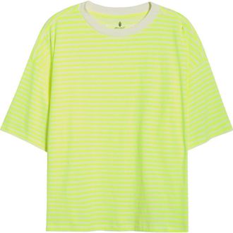 Free People FP Movement Stripe Relaxed Fit Cotton T-Shirt in Court Stripe Highlighter at Nordstrom, Size X-Small