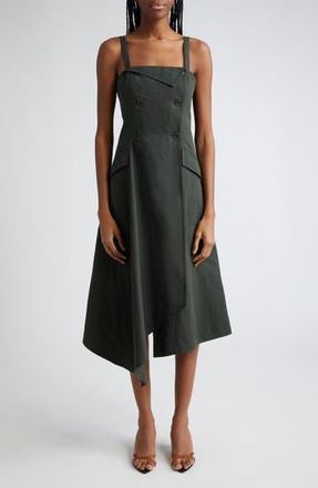 A.L.C. Scarlett Cotton & Linen Asymmetric Dress in Mossy at Nordstrom Rack, Size 10