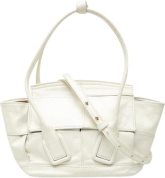 Bottega Veneta Tweedehands leren schoudertassen - Dames - Vintage Handtas - Wit - ONE Size - Vintage