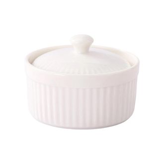 OEM Elegante Cuenco De Cer&aacute;mica Con Tapa Para Cocinar, Blanco