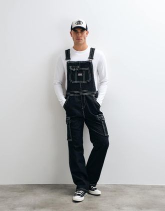 True Religion Big T - Salopette dritta lavaggio nero