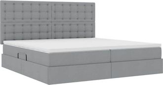 vidaXL Bed with LED Strip Lights Light Grey 200 x 200 cm Fabric vidaXL