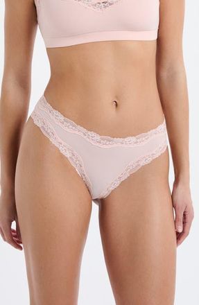 Etam Pure Soft Lace Trim Hipster Briefs in Powder Pink at Nordstrom, Size X-Small