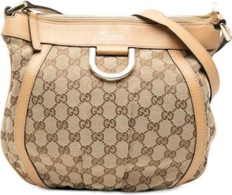 Gucci Pre-owned Shoulder Bags, female, Beige, Size: ONE SIZE Pre-owned Canvas Shoulder Bag