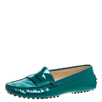 Tod's Tods Green Patent Leather Gommini Penny Loafers