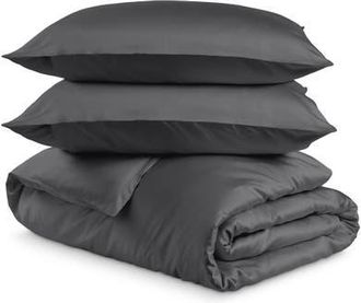 Bare Home Cooling Rayon Duvet Cover Set in Grey at Nordstrom, Size California King