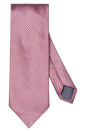 Eton Pink Micro Geometric Silk & Cotton Mogador Tie in Medium Pink at Nordstrom