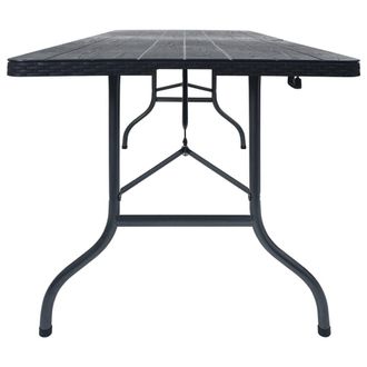 Berkfield Home Durable Folding Garden Table Black 180x75x72 cm HDPE Imitation Rattan | Size: 180 x 75 x 72 cm