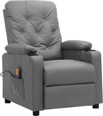 vidaXL Sill&oacute;n De Masaje De Cuero Sint&eacute;tico Gris Vidaxl