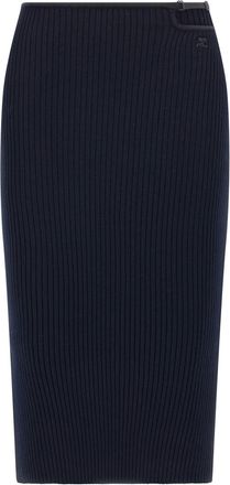 Courrèges Blue Loop Rib knit skirt
