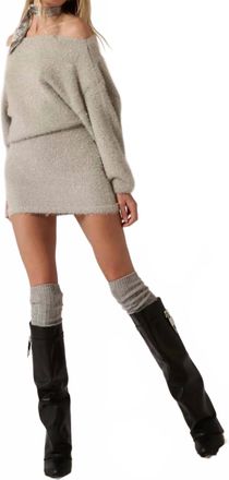 Promesa Off Shoulder Shimmer Sweater Dress In Silver