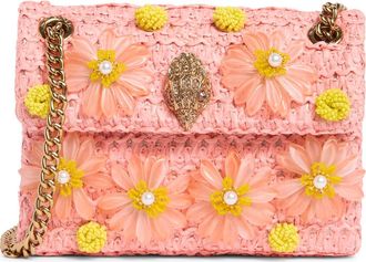 Kurt Geiger Mini Kensington Raffia Convertible Shoulder Bag in Light Pink/Pastel Orange at Nordstrom