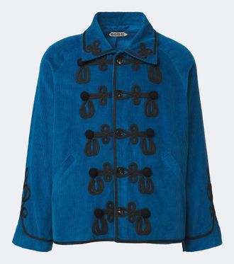 Bode Stagecoach embroidered cotton corduroy jacket