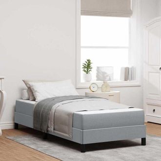 vidaXL Cama Tipo Box Spring Con Colch&oacute;n Gris Claro 90 X 190 Cm Tela Vidaxl