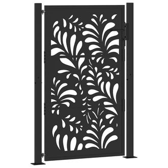 Berkfield Home Garden Gate Black 105x155 cm Steel Wave Design
