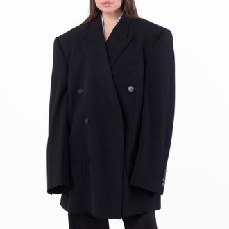 Balenciaga Oversized Long Sleeve Wool Jacket, Size 2