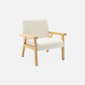 Sweeek Sweeek - Sill&oacute;n Infantil Estilo Escandinavo De Madera De Hevea, Isak Kids, Blanco, 47x43.5x50 Cm