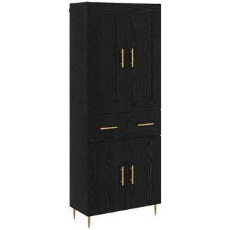 vidaXL Highboard Black Oak 69.5 x 34 x 180 cm Engineered Wood vidaXL