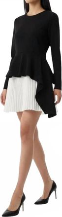 Jonathan Simkhai Layered Peplum Knife Pleat Mini Dress In Black