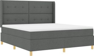 vidaXL vidaXL Box Spring Bed with Mattress & LED Dark Grey 180x200 cm Fabric