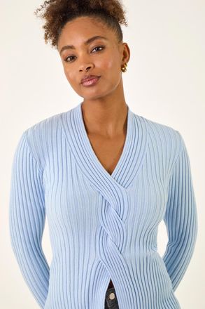 Roman Cable Split Detail Rib Jumper