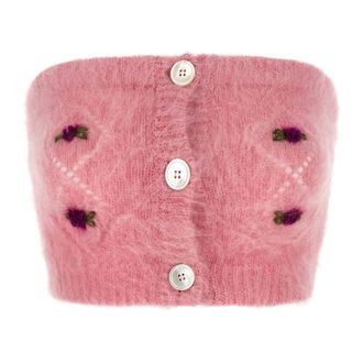 Alessandra Rich Sleeveless Tops, female, Pink, XS, Carded Mohair Top