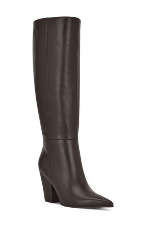 Nine West Adera Pointed Toe Knee High Boot in Dark Brown at Nordstrom, Size 11
