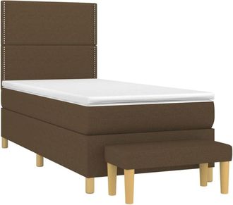 vidaXL Vidaxl - Cama Box Spring Con Colch&oacute;n Tela Marr&oacute;n Oscuro 80x200 Cm
