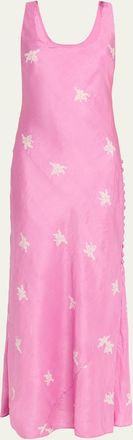 Alix of Bohemia Adele Silk Jasmine-Print Maxi Slip Dress