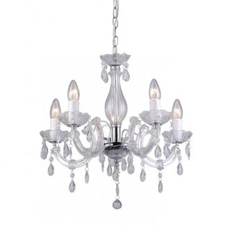 Netlighting Magnolia Multi Arm Chandelier Transparent 5x E14 in Silver