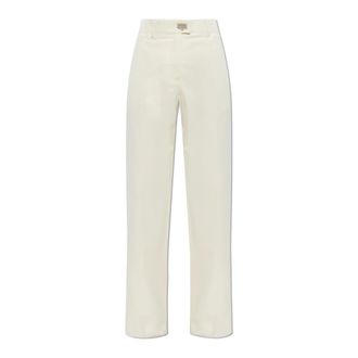 Ferragamo Crisp Crease Broeken - Dames - Wijde Broeken - Wit - XS - Katoen - Broeken