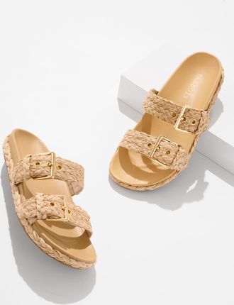Talbots Morgan Braided Raffia Slides - Natural - 10 1/2 M Talbots