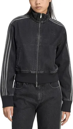 adidas Originals Denim Track Jacket in True Black Denim at Nordstrom, Size Xx-Small