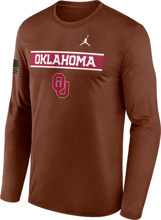 Nike Mens Oklahoma 2026 Military Appreciation Legend Jordan Brand Dri-FIT College Long-Sleeve T-Shirt in Brown | 0JTJ2GYOKN-VZG