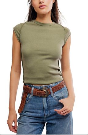 Free People Ever Had Cap Sleeve Cotton T-Shirt in Adventurer at Nordstrom, Size X-Small