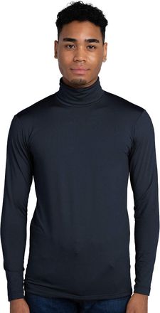 Lapasa Mens Middleweight Turtleneck Base Layer Top for Men Thermal Underwear Top Long Sleeve T-Shirt M124, Navy Blue, M