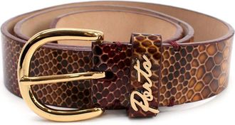 Ports 1961 Ports Orange and Red Snakeskin Embossed Leather Belt